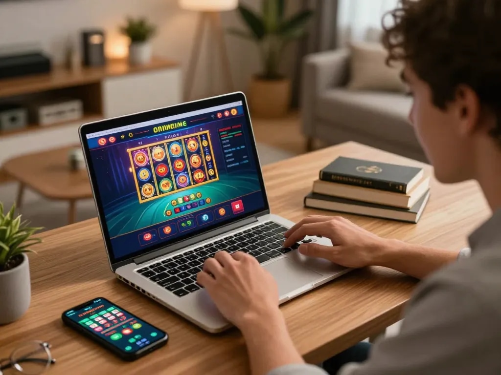 Player engages in thrilling gameplay with MM88 TODAY’s online casino interface, excitedly placing bets.