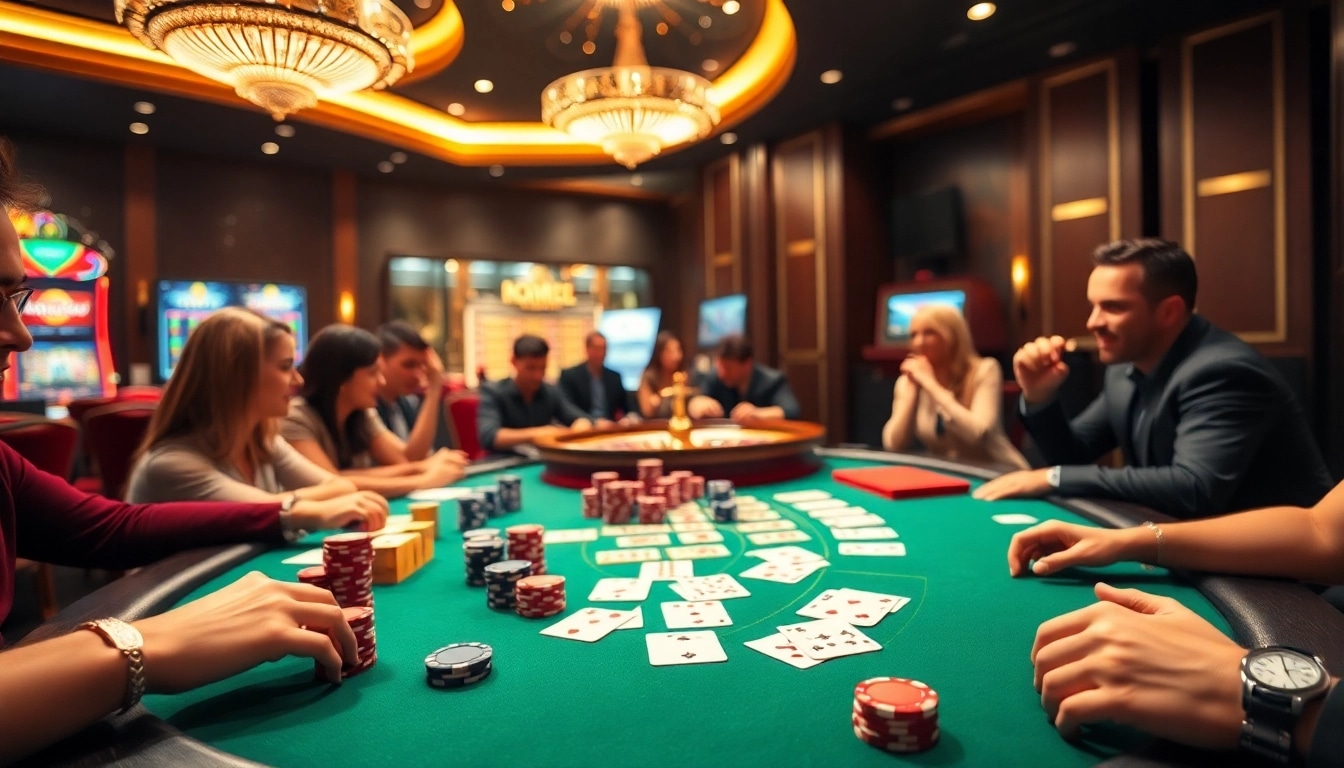 Engaging sbobet login visual with poker table, chips, and roulette wheel in a luxurious casino setting.