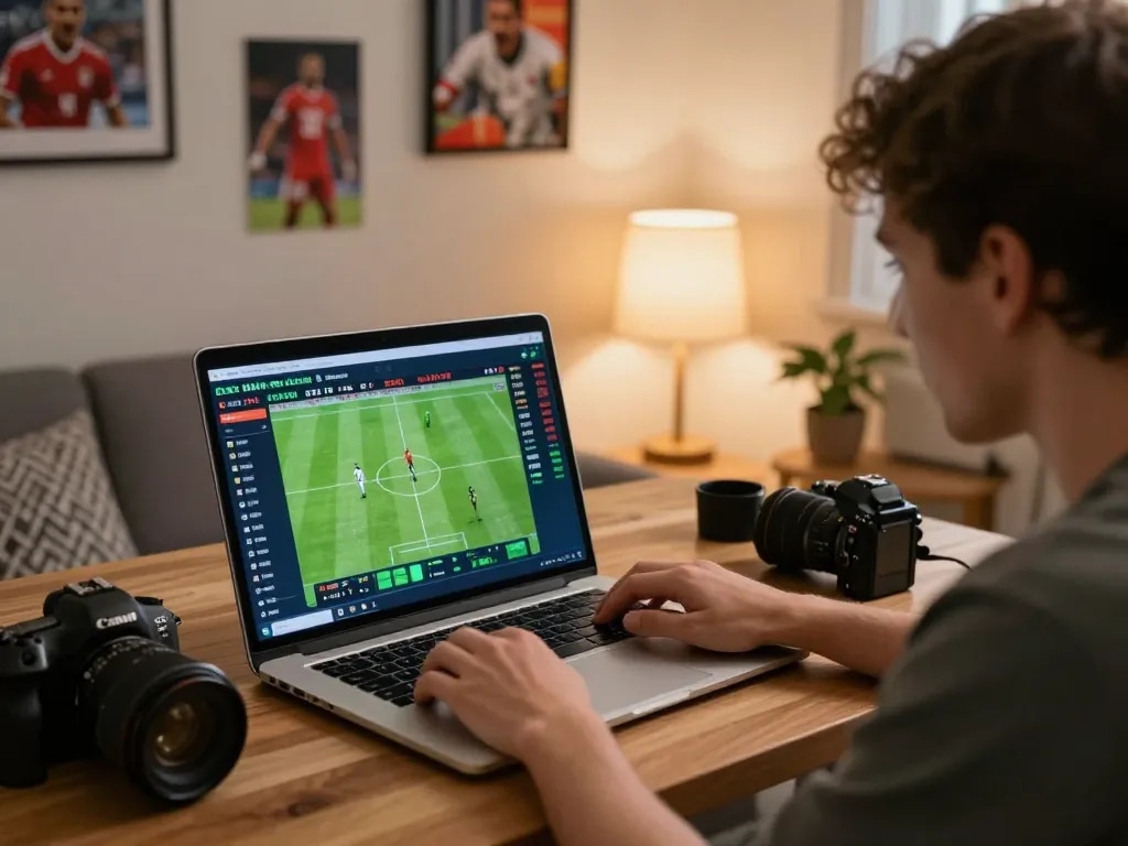 Active online betting session showcasing Keo nha cai alongside sports stats and excitement