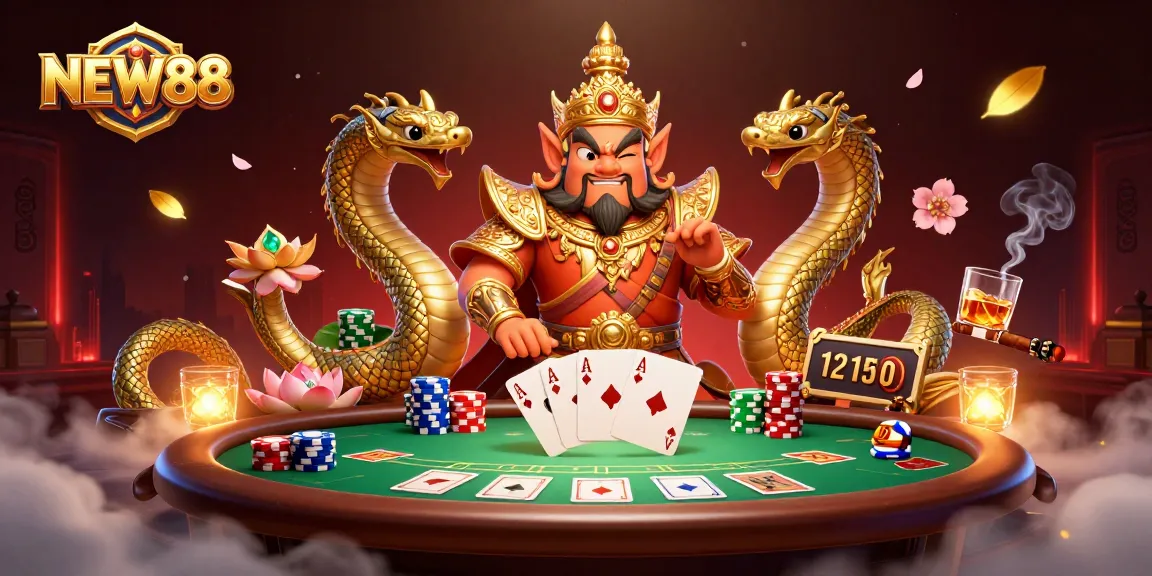 Experience the excitement at NEW88 casino with vibrant poker games and engaging characters.