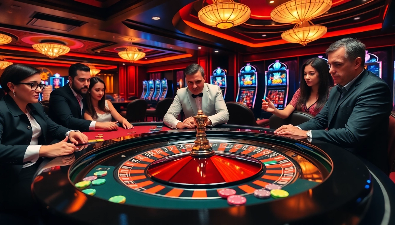 Players enjoying thrilling games at C168 casino, capturing excitement and luxury vibes.