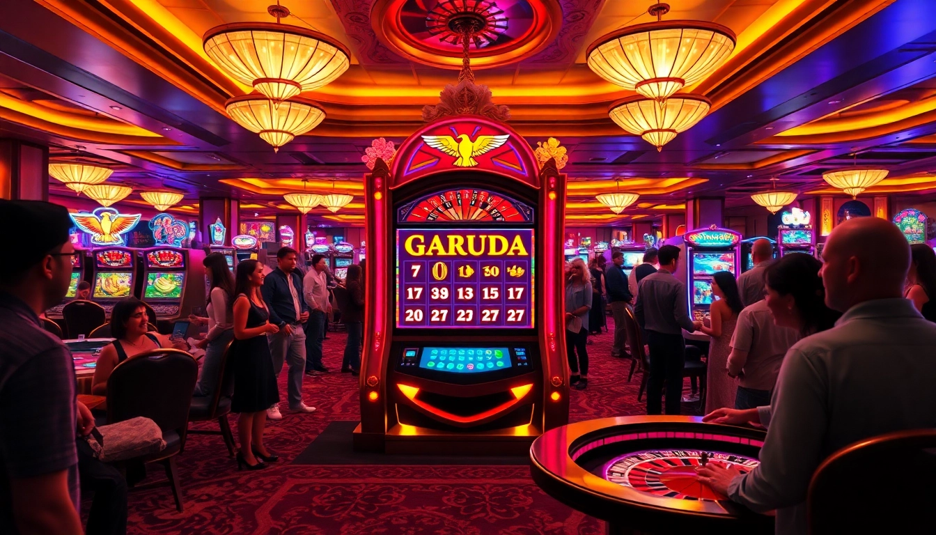 Players enjoy the Garuda Slot experience at a luxurious casino venue.