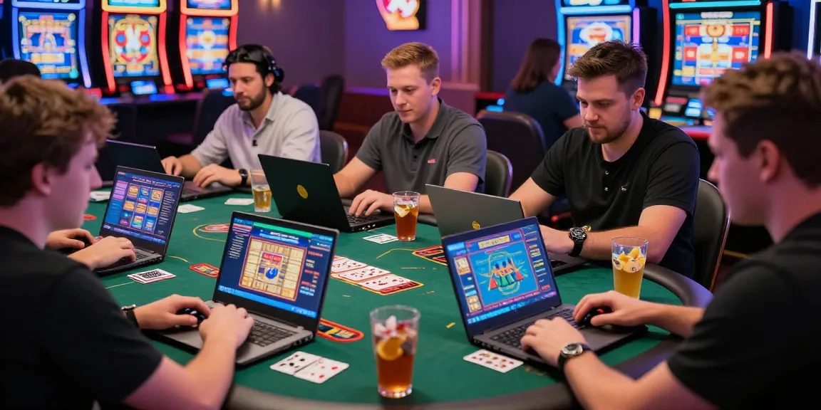 Diverse players enjoying engaging experiences at online credit card casinos featured on jumpspace.org.uk, showcasing vibrant gaming interfaces and lively decor.
