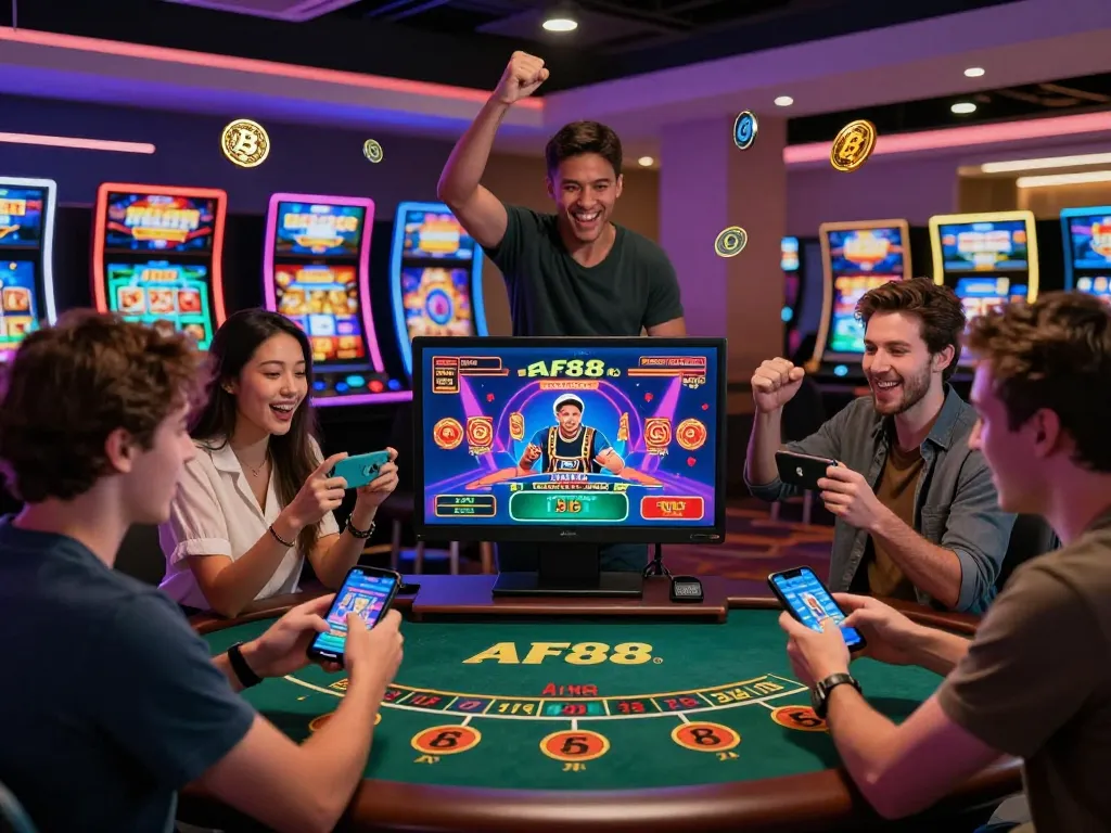 Exciting gaming scene on trang af88 platform, showcasing players engaged in live casino games and vibrant visuals.