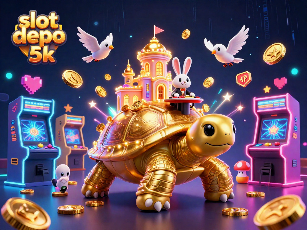 Experience thrilling action at slot depo 5k with a unique casino illustration featuring engaging game elements.
