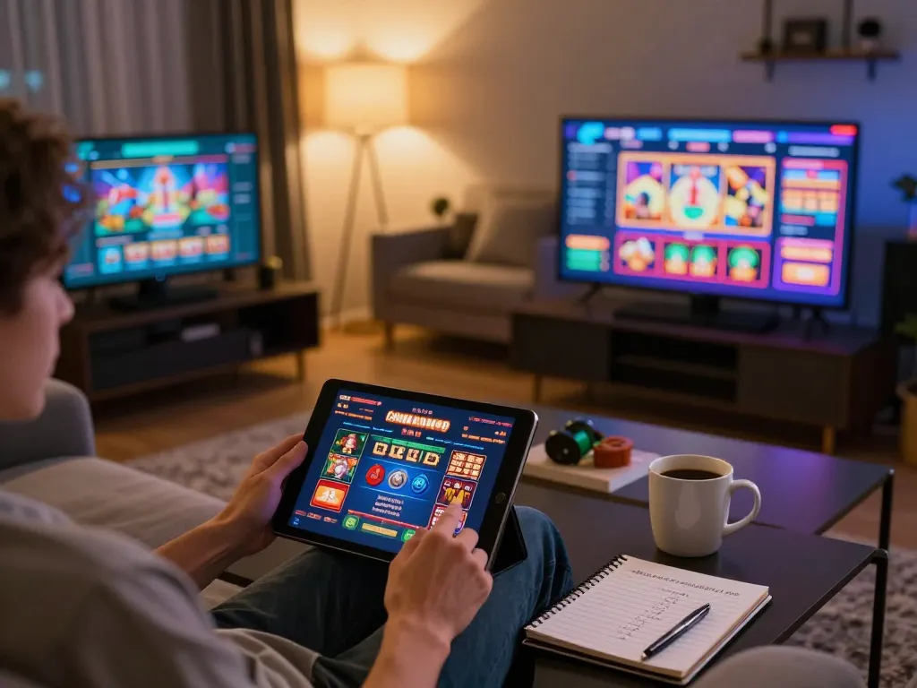 Engaging with non gamstop casinos on a tablet in a modern home setup