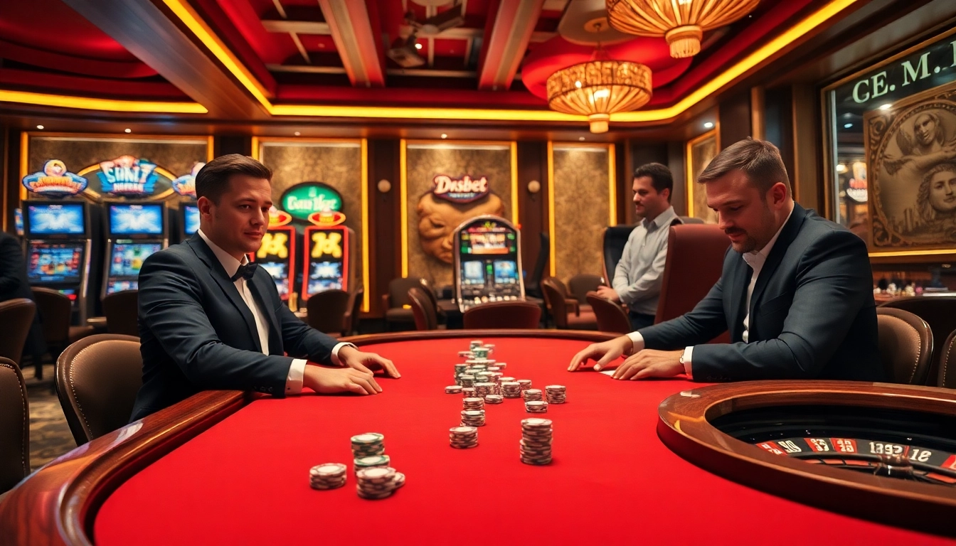 Experience the thrilling high-stakes gambling environment at 123bet with vibrant casino tables and professional players.