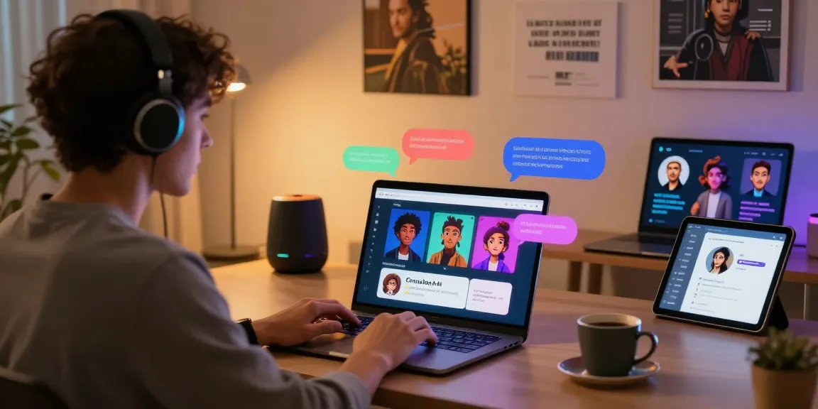 Engaging Crushon AI chat scene with dynamic character interactions and tech ambiance.