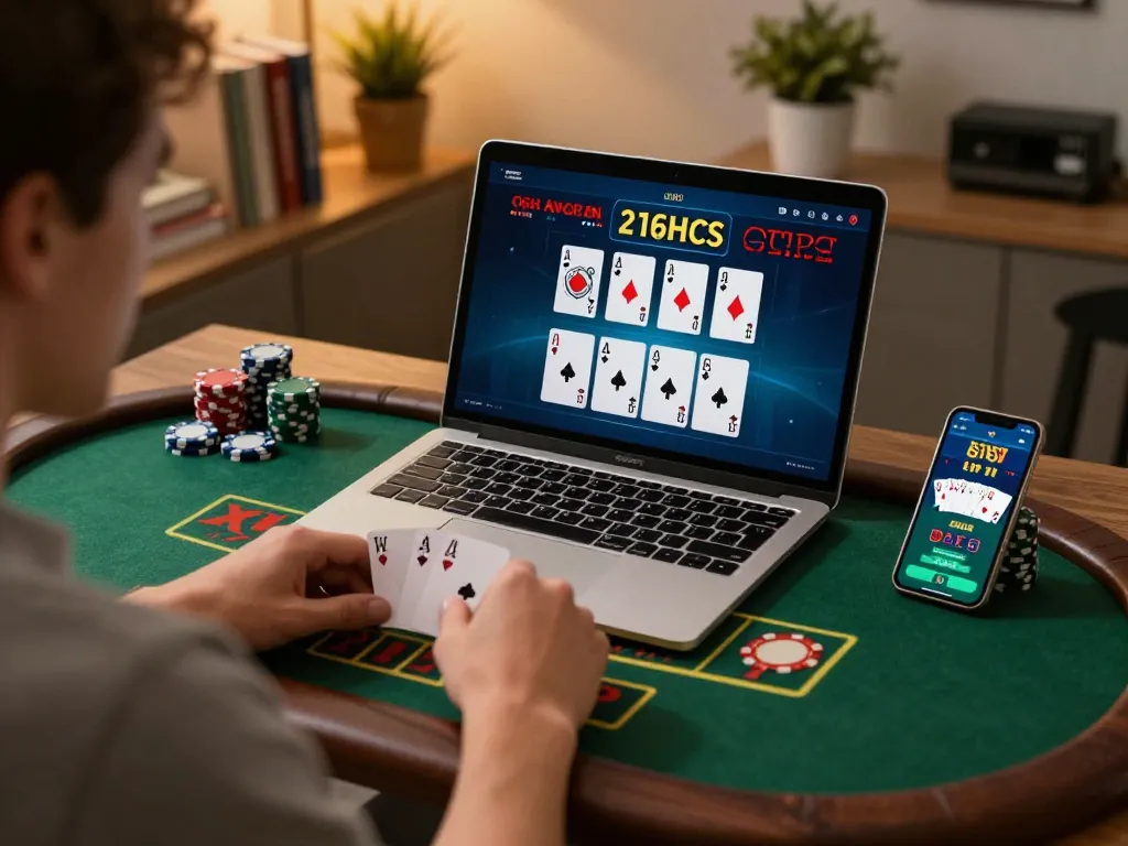 Engaging in online blackjack gaming at home, exploring Go 88 strategies with focus and comfort.