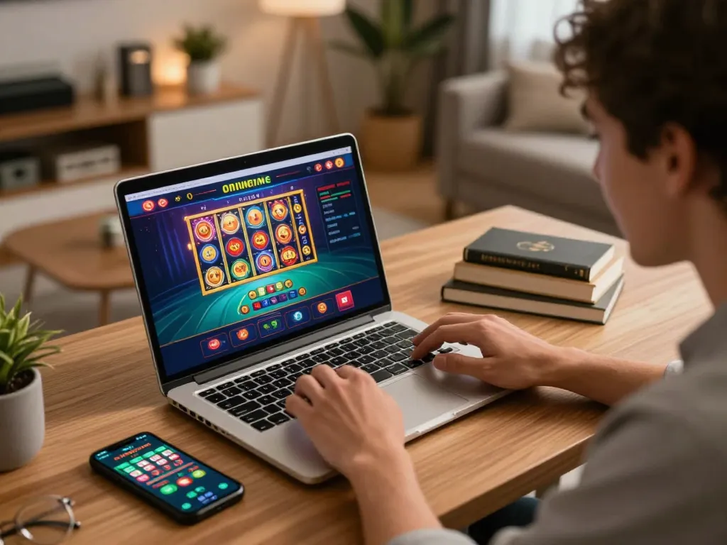 Player engages in thrilling gameplay with MM88 TODAY’s online casino interface, excitedly placing bets.