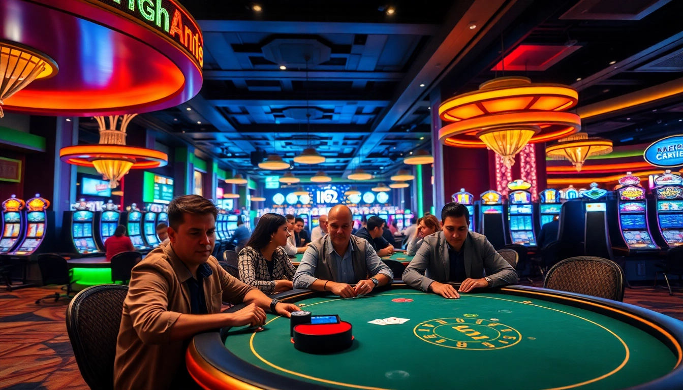 在鉅城的賭場中，賭客們激戰正酣，展現出緊張刺激的氛圍。