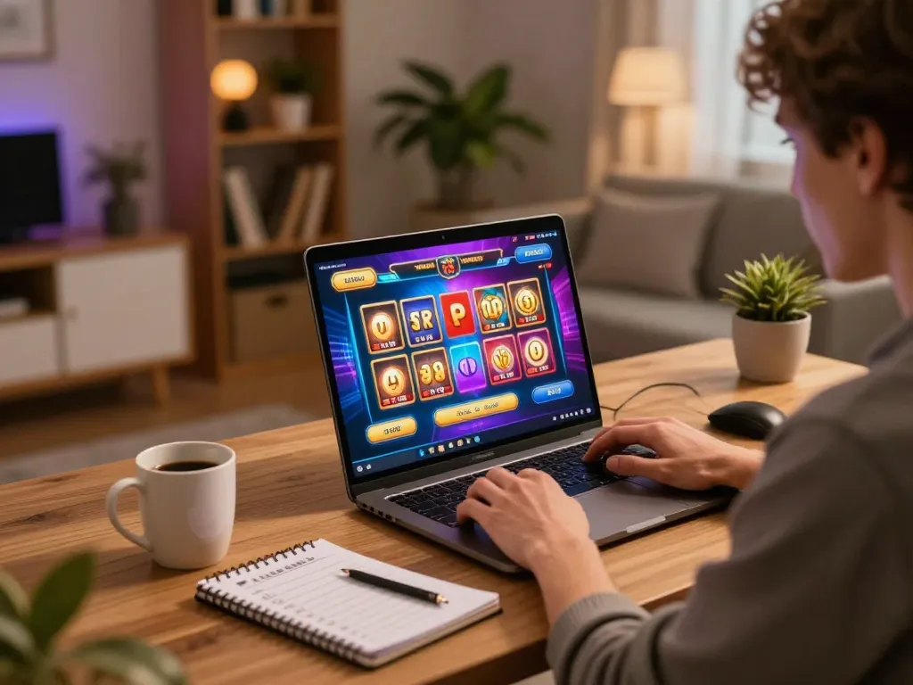 Menghadapi pengalaman slot online yang mendebarkan dengan aman788 di laptop dalam suasana rumah yang nyaman