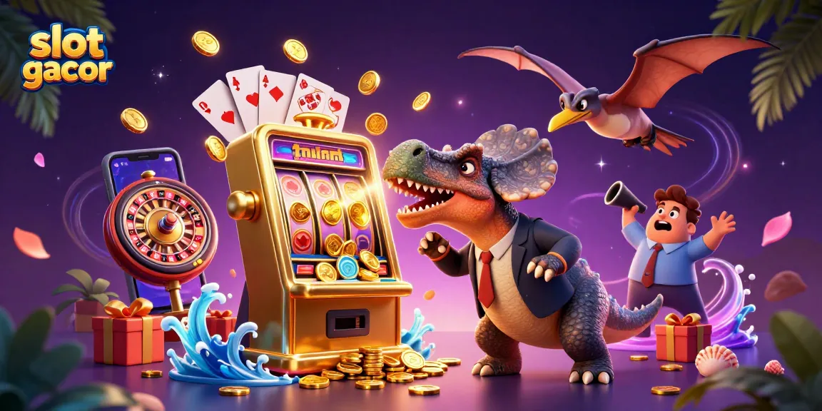 Menangkan jackpot dengan slot gacor sambil menyaksikan pteranodon menangkap koin emas yang berterbangan.