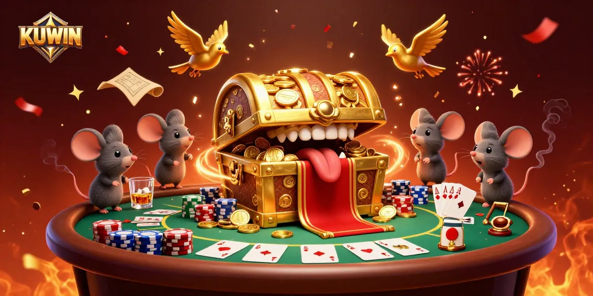 Players discover riches with KUWIN's engaging games in a vibrant casino scene.