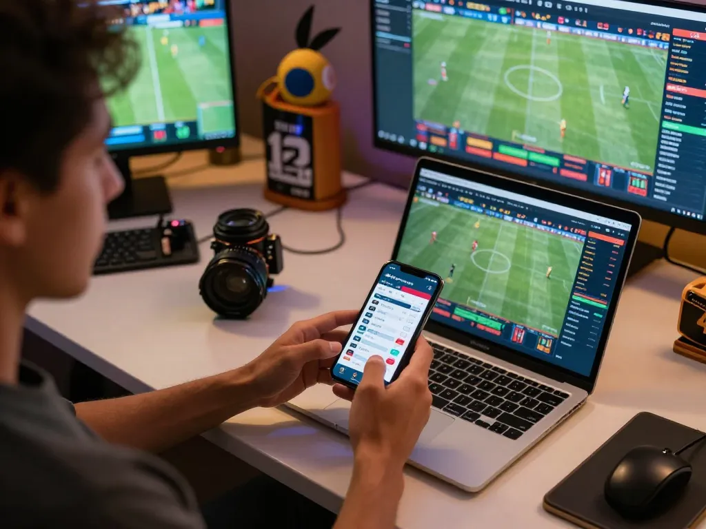 Betting excitement with RR88 SELECT on smartphone during a live sports match.