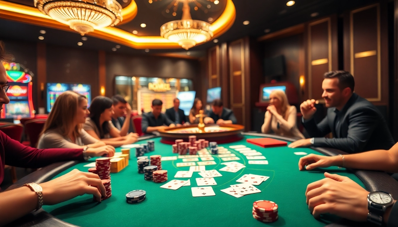 Engaging sbobet login visual with poker table, chips, and roulette wheel in a luxurious casino setting.