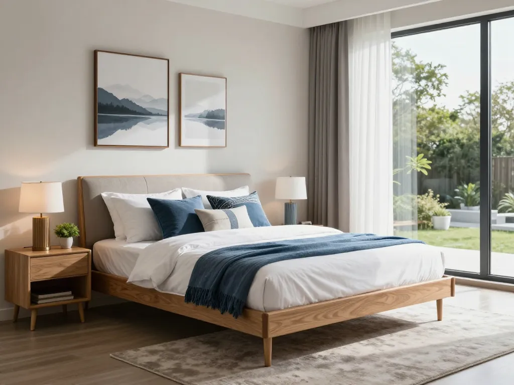Explore modern design with a floating bed at https://www.josephineinteriordesign.com/floating-beds/ in a serene bedroom setting.