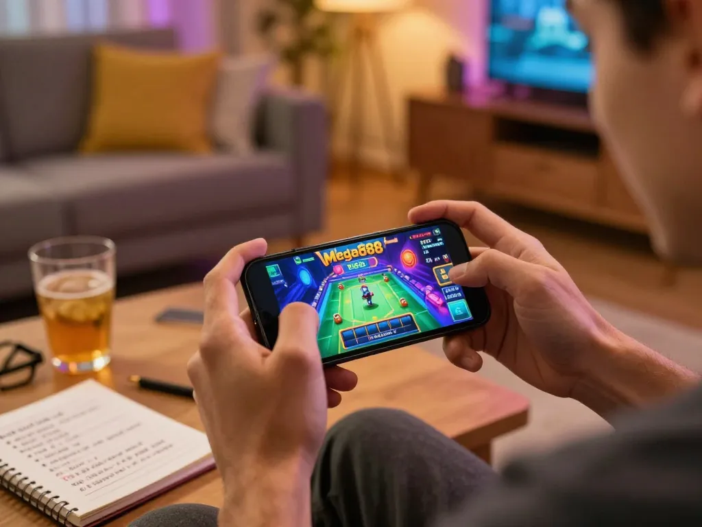 Get it here by playing Mega888 on your smartphone in a cozy living room setting.