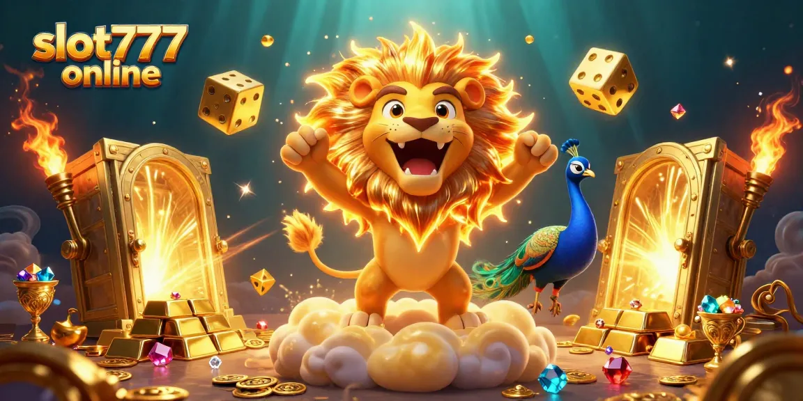 Play exciting slot777 online games surrounded by riches and treasures in this vibrant 3D illustration.