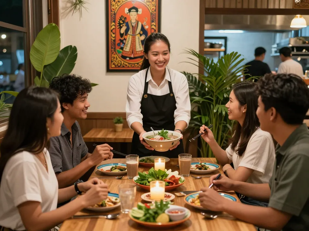 Delicious Vietnamese pho served at Saigon Cafe Sterling, inviting dining ambiance featuring fresh ingredients.