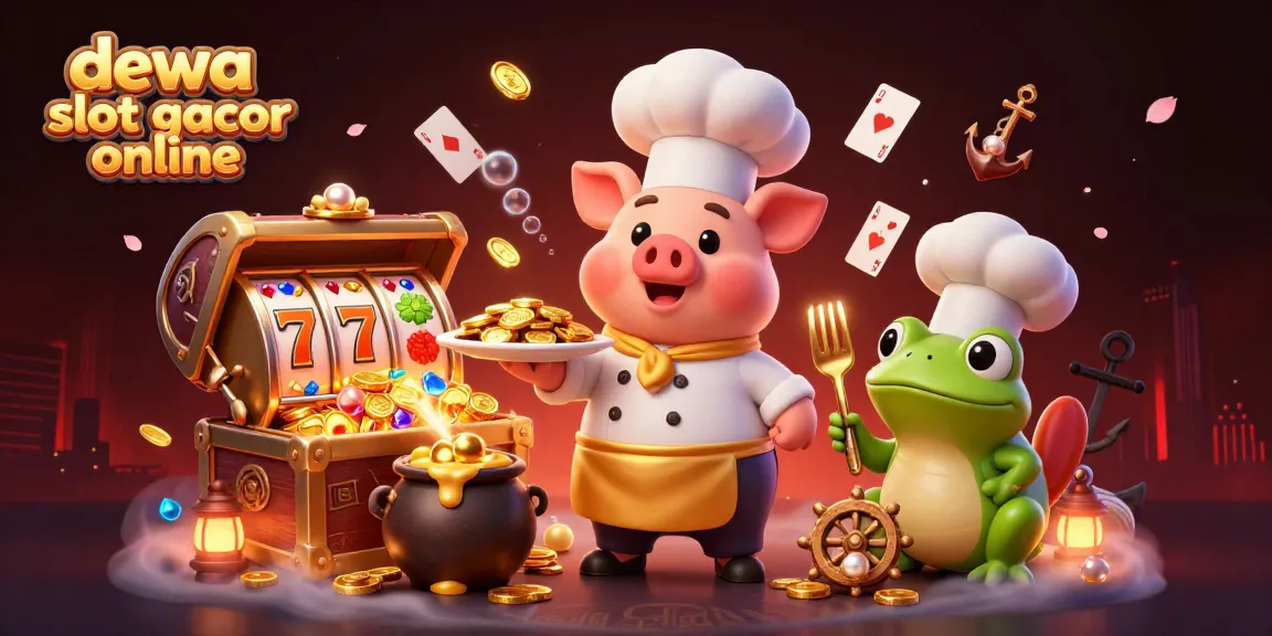 dewa slot gacor online dengan chef dan koin emas dalam ilustrasi 3D