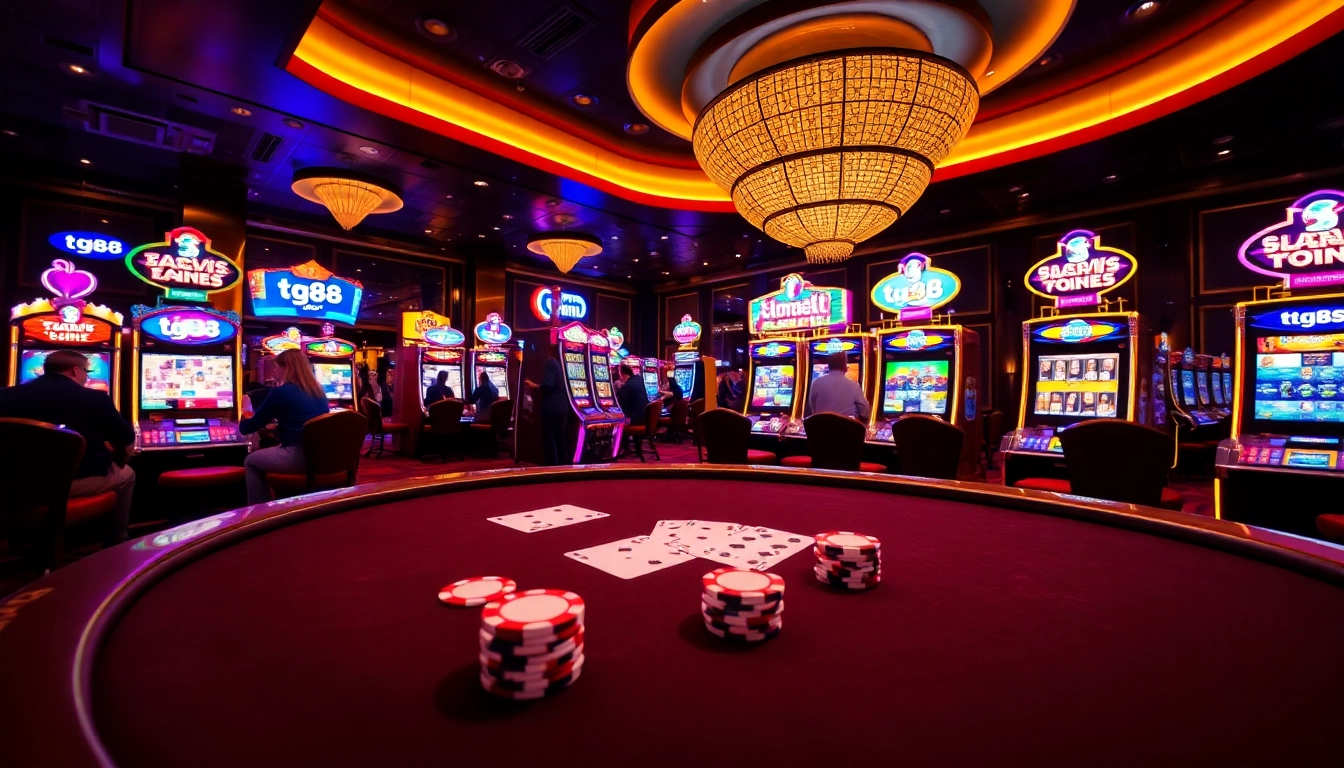 Experience high-stakes gambling action at tg88 with vibrant casino games and engaged players at the table.