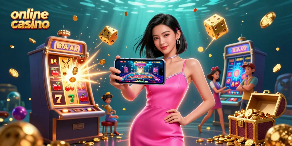 Experience the thrill of an online casino with a stunning woman showcasing live dealer games.