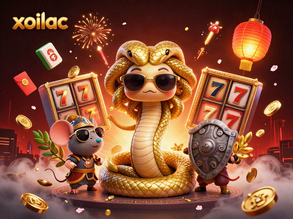 Xoilac mang đến một bức tranh sinh động về Medusa và chú chuột chiến binh, trong không gian casino đầy màu sắc