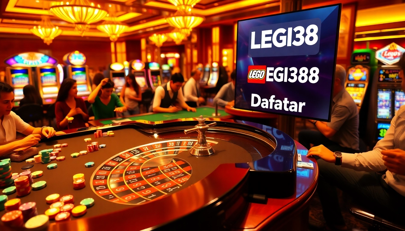 Experience the thrill of gambling with LEGO138 daftar at a luxurious casino table featuring vibrant chips and dice.