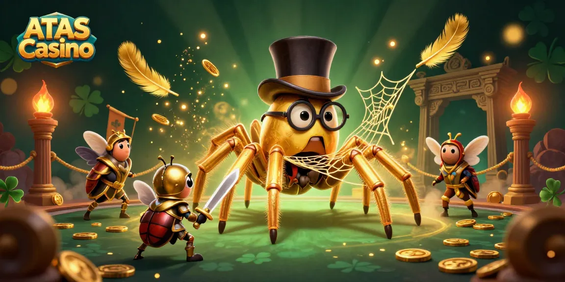 Experience the excitement of ATAS Casino with a golden tarantula, beetle knight, and dynamic gaming elements.