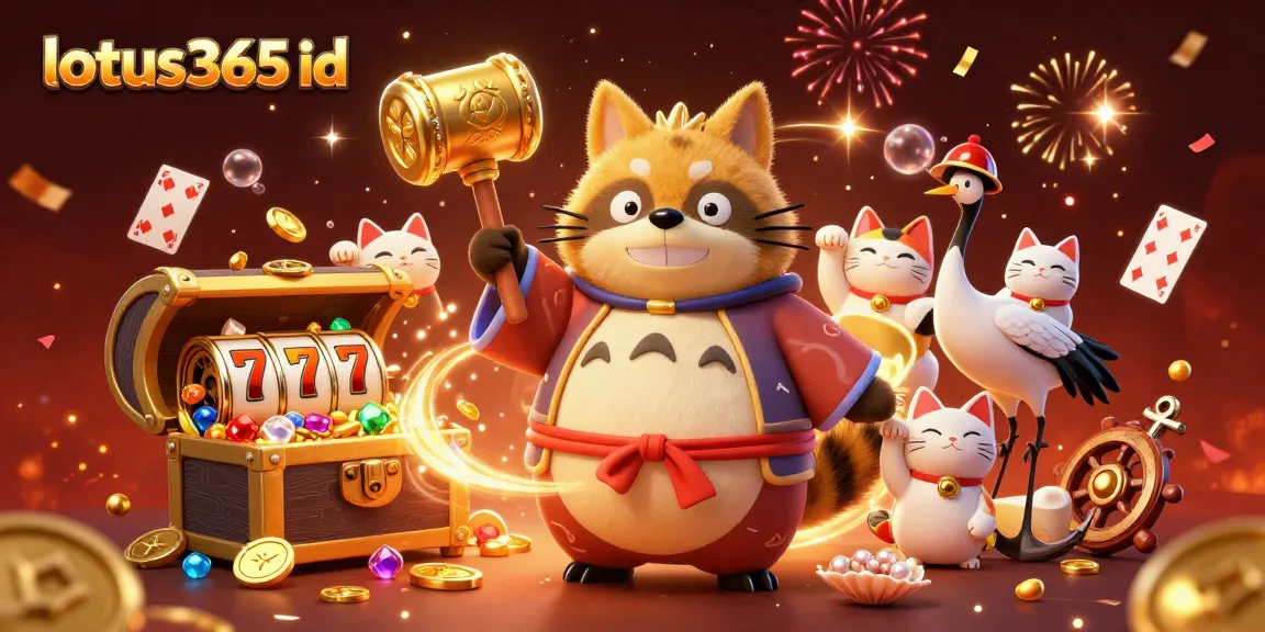 Engage your luck with lotus365 id; a vibrant casino scene featuring cheerful characters amidst slot games.