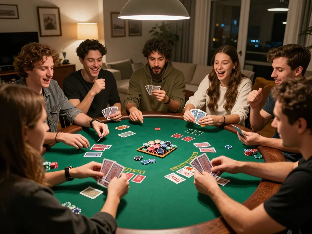 Engaging friends play blackjack at home with KP88 com interface displayed on a tablet
