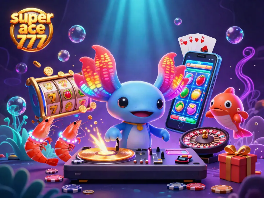 Spin exciting slots with super ace 777 and energizing characters in a vibrant casino scene.