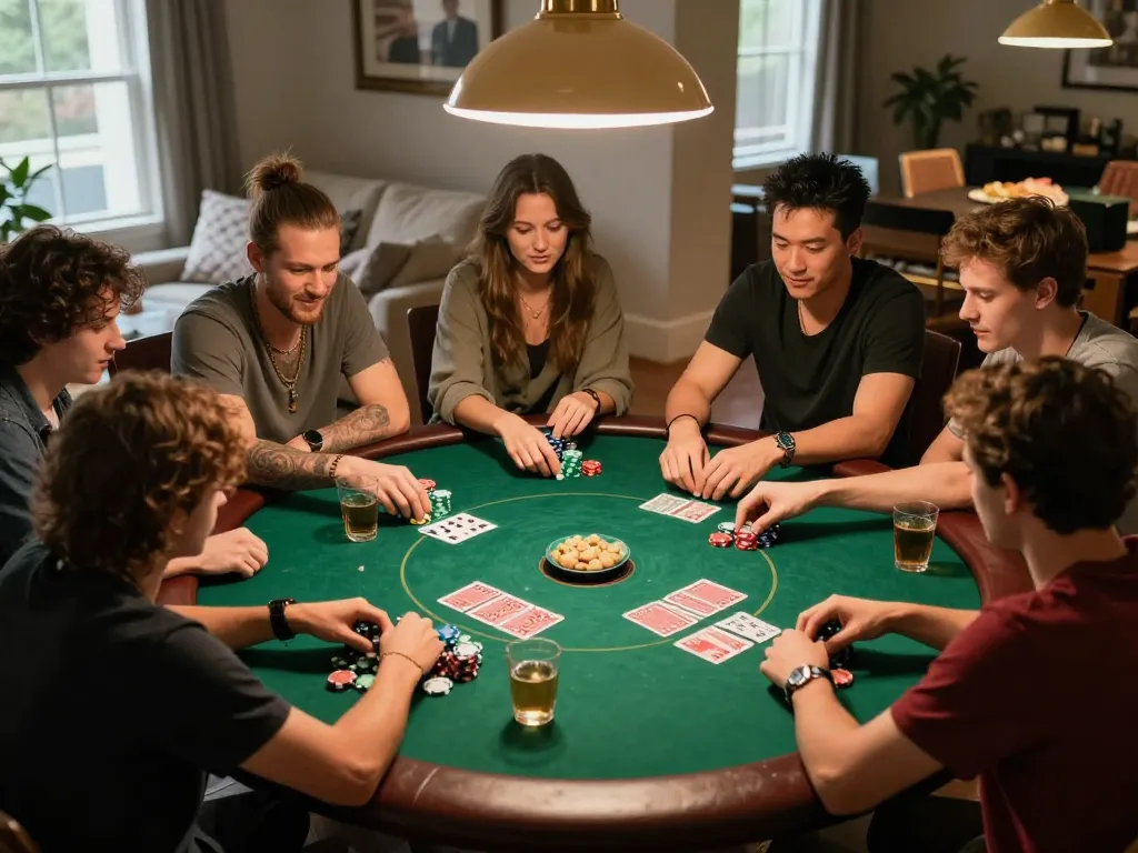 B52CLUB poker game night with friends showcasing intense strategy and excitement.