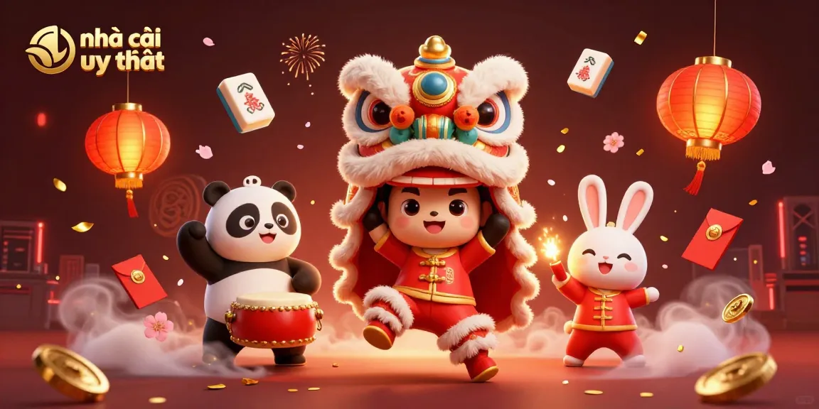 Experience the vibrant world of nhà cái uy tín with lively Asian characters celebrating, amidst a backdrop of dynamic game elements.