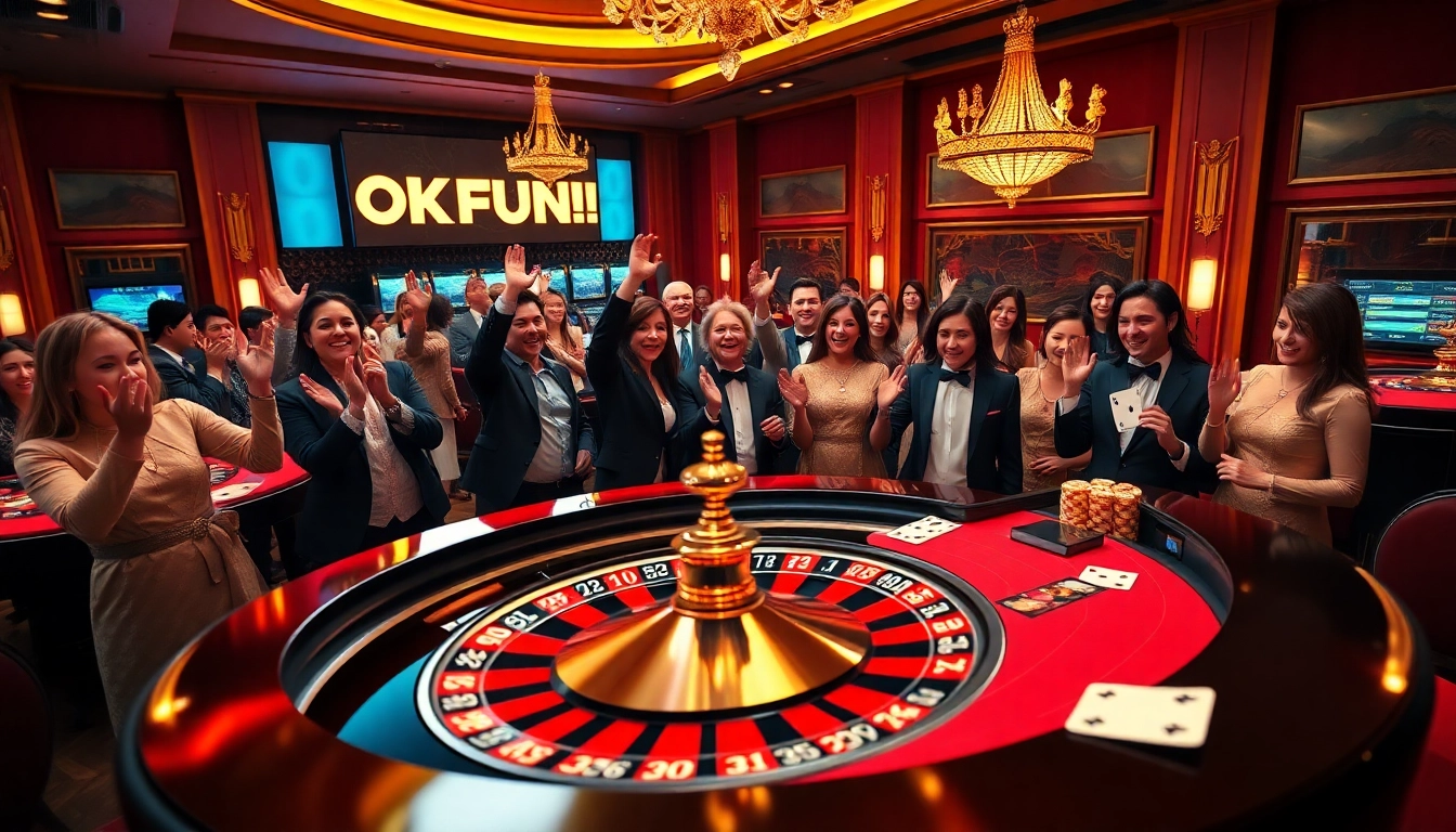 Experience the thrill of winning with OKFUN at an exciting casino gaming table.