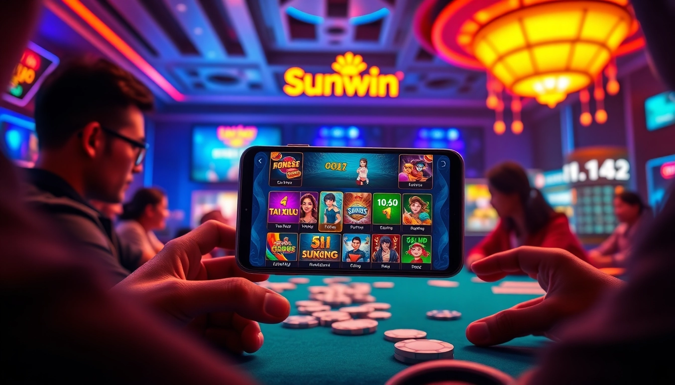 Sunwin online gaming platform with vibrant game displays and user engagement.