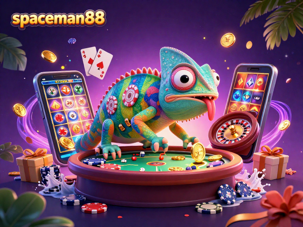 Engage with spaceman88's dynamic world of casino gaming featuring a colorful chameleon owner.