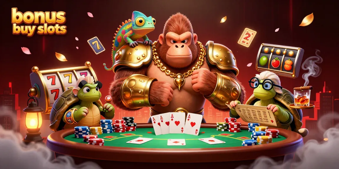 Engage with thrilling bonus buy slots featuring lucky symbols and a vibrant casino scene.