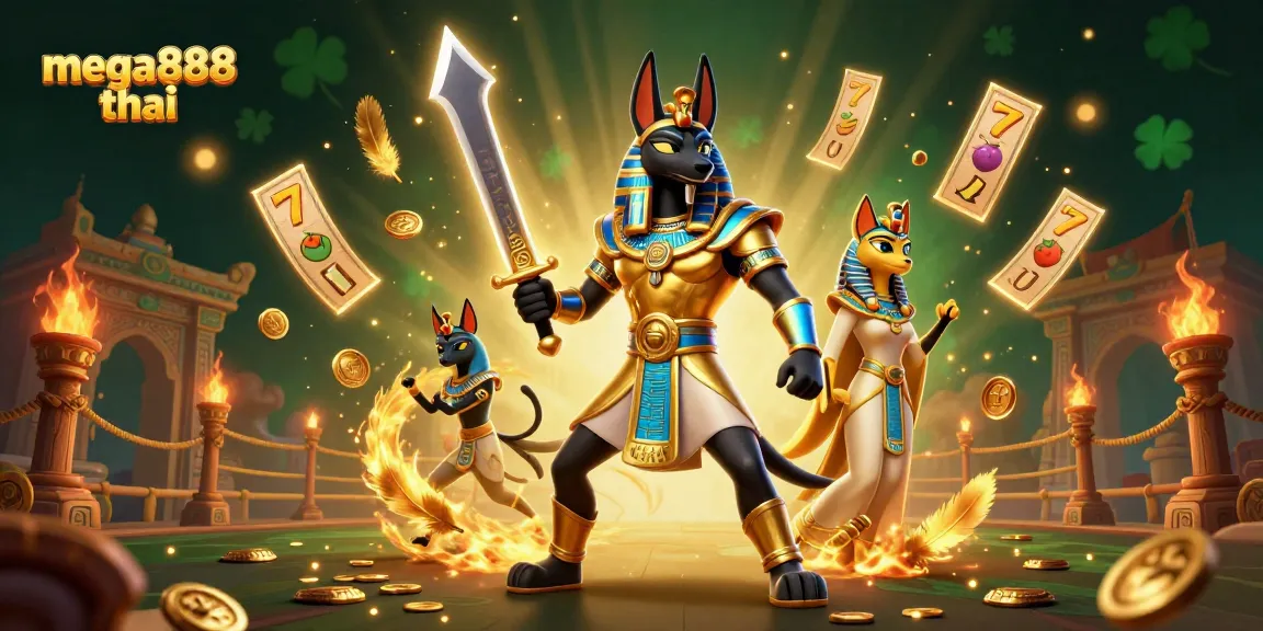 Play Mega888 Thai with exciting slot reels and golden coins in this 3D casino scene.