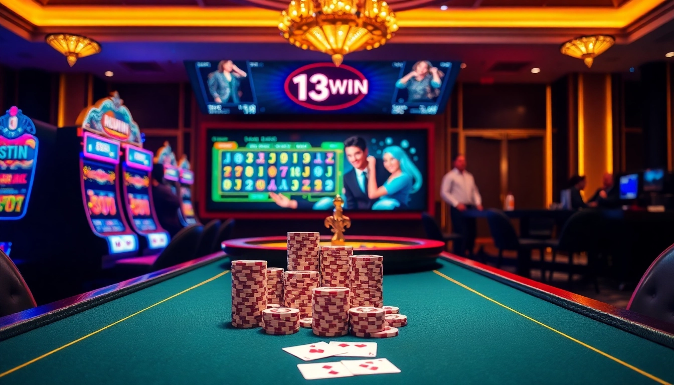 Experience the thrill of betting at 13win with vibrant casino tables and engaging slot machines.