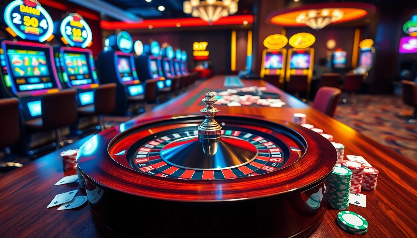 Experience thrilling casino action at DH88, featuring poker chips and a roulette wheel.