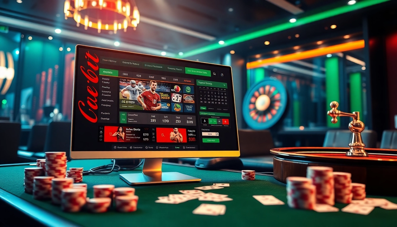 Situs Judi Bola interface showcasing vibrant betting options and casino elements to attract gamblers.