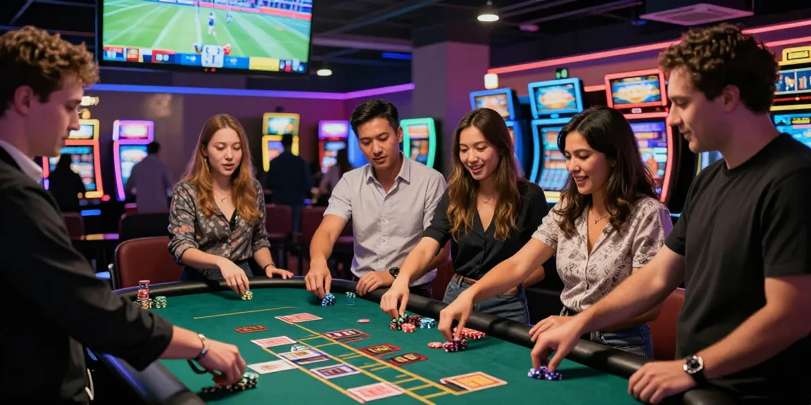 Exciting gambling scene depicting friends enjoying the thrill of Homepage AA88 casino games in a lively atmosphere.