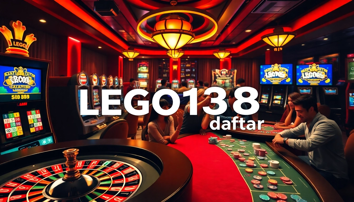 Players engaging in thrilling casino games featuring LEGO138 daftar and vibrant slot machines.