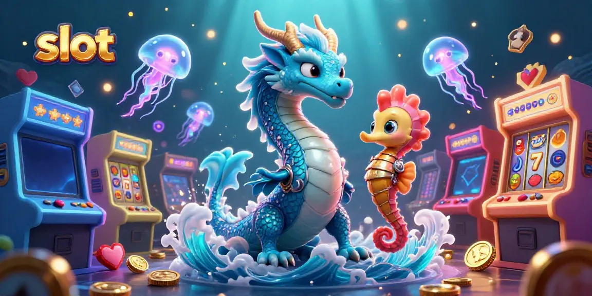 Engaging slot gaming scene with ocean-inspired characters and vibrant arcade elements