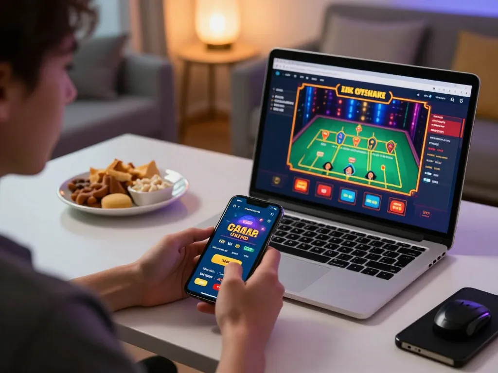 Engaging with mobile casino app on https://www.dacsandatphanrang.com/ on calm evening at home, emphasizing strategic gaming.