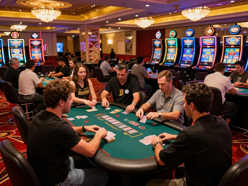 Players engaging in thrilling games at KDTOTO's casino, showcasing vibrant atmosphere and strategic gameplay.