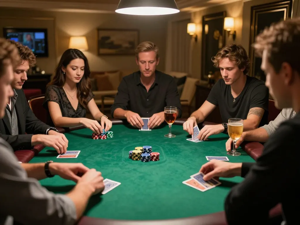 W4U players enjoying a thrilling poker game night in a cozy atmosphere with chips and cards.