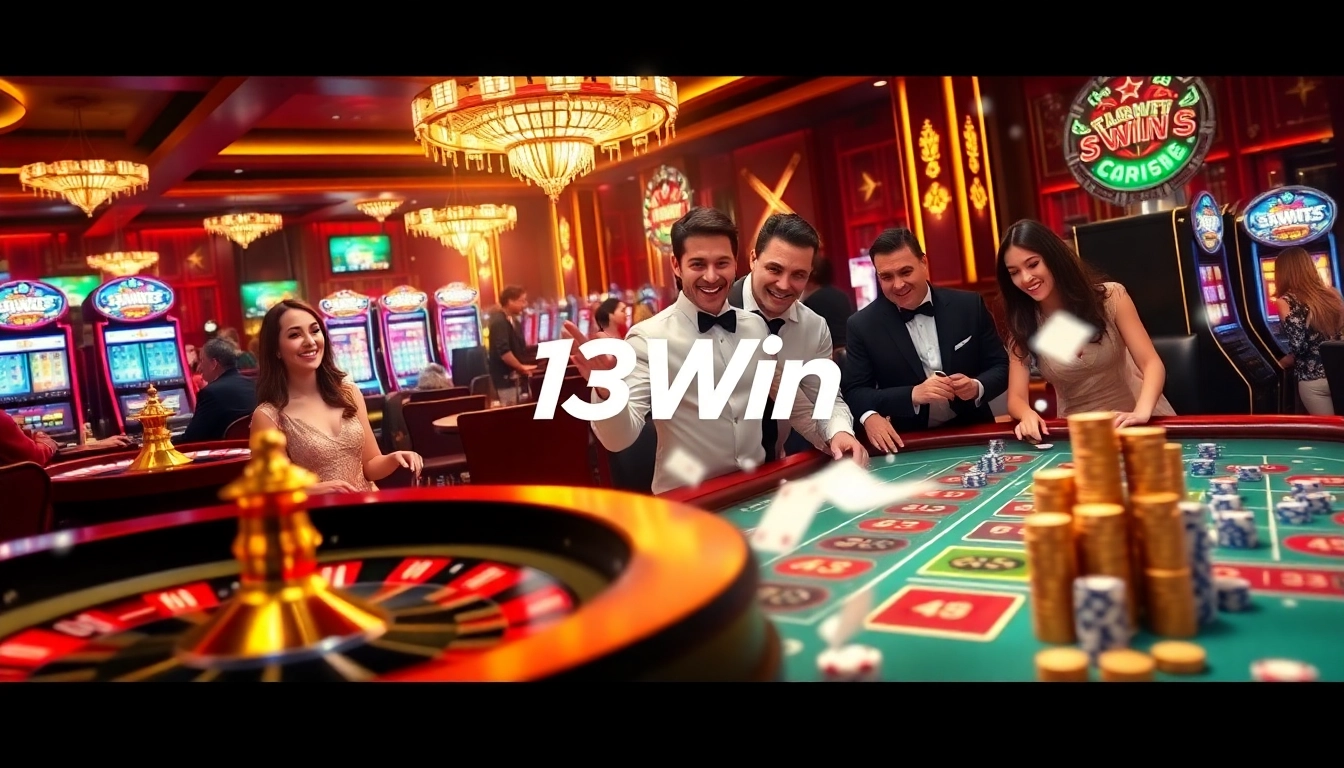 Players winning big at 13Win with exciting casino games and vibrant roulette wheels.